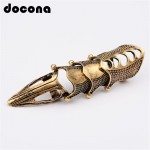 docona Punk knight Skull Double Finger Ring Knuckle Armour Full Finger Ring Gothic Punk Silvery Ghost Rings Men Brinco 2004