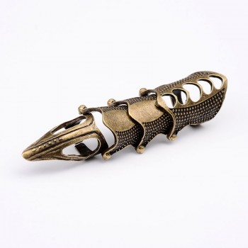 docona Punk knight Skull Double Finger Ring Knuckle Armour Full Finger Ring Gothic Punk Silvery Ghost Rings Men Brinco 2004