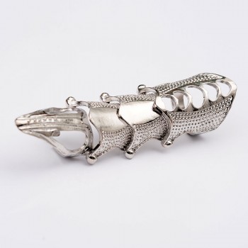 docona Punk knight Skull Double Finger Ring Knuckle Armour Full Finger Ring Gothic Punk Silvery Ghost Rings Men Brinco 2004