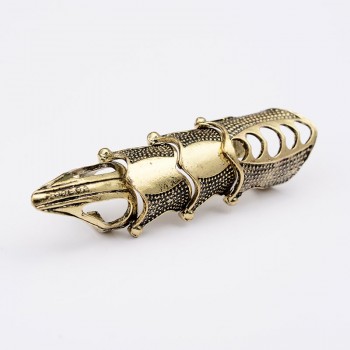 docona Punk knight Skull Double Finger Ring Knuckle Armour Full Finger Ring Gothic Punk Silvery Ghost Rings Men Brinco 2004