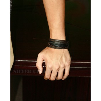 HOT Leather Bracelets amp; Bangles for Men and Women Black and Brown Braided Rope Fashion Man Jewelry 2pcs PI0246