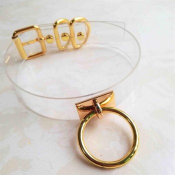 Women Male Fashion Sexy Harajuku Handmade Leather Punk Choker Golden O-round Necklace torque Goth Collar belt free shipping