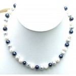 SALE 6-7mm White and black and gray round Natural Freshwater PEARL 17 Necklace -5900 Wholesale/retail Free shipping