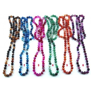 Free Shipping Fashion Jewelry Onyx Semi Precious Stones Bead long Knotted Necklace