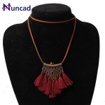 Vintage Gold Chain Colorful Tassel Pendant Necklace Fashion Red White Pink Sweater Chain Necklace For Woman Jewelry