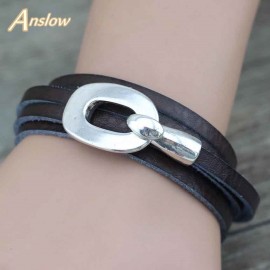 Anslow Wholesale Classic Design Hook 8 Colors Wrap Handmade DIY Leather Bracelet For Women Men Accessory Free Shipping LOW0362LB