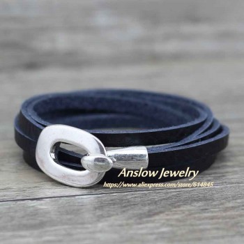 Anslow Wholesale Classic Design Hook 8 Colors Wrap Handmade DIY Leather Bracelet For Women Men Accessory Free Shipping LOW0362LB