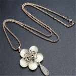 Fashion Chains Necklace Long Necklace Roses Flower Hollow Beads Circle Bohemia Lady Dress Sweater Necklace Christmas Gift