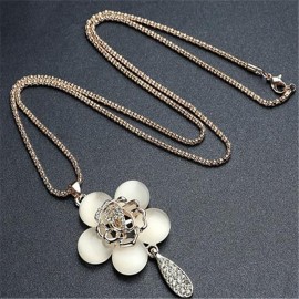 Fashion Chains Necklace Long Necklace Roses Flower Hollow Beads Circle Bohemia Lady Dress Sweater Necklace Christmas Gift