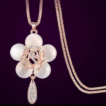 Fashion Chains Necklace Long Necklace Roses Flower Hollow Beads Circle Bohemia Lady Dress Sweater Necklace Christmas Gift