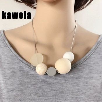 Free Shipping New Fashion Sweet Design Snake Chain Wood Ball Natural Stone Choker Necklace