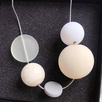 Free Shipping New Fashion Sweet Design Snake Chain Wood Ball Natural Stone Choker Necklace
