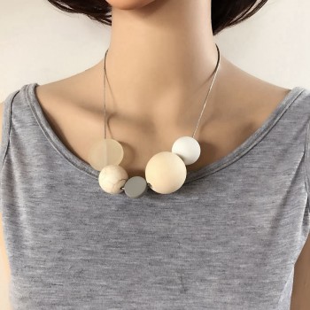 Free Shipping New Fashion Sweet Design Snake Chain Wood Ball Natural Stone Choker Necklace