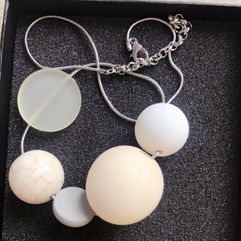 Free Shipping New Fashion Sweet Design Snake Chain Wood Ball Natural Stone Choker Necklace