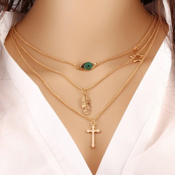 Multi-layered Necklace Metal Pendant Necklace Fashion Crystal Sequins Necklace Femininity Trend Of  Clavicle Chain Jewelry