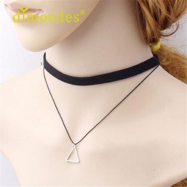 DIOMEDES Christmas Gift  New Women Charm Bohemia Sexy Black Leather Choker Necklace Jewelry Accessories Black Pendant