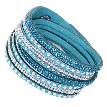 Kejialai Fashion Wrap Leather Bracelets for Women Men Adjustable Crystal Bracelet Rope Chain Charm Bracelets Jewelry Gift KJL003
