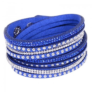 Kejialai Fashion Wrap Leather Bracelets for Women Men Adjustable Crystal Bracelet Rope Chain Charm Bracelets Jewelry Gift KJL003