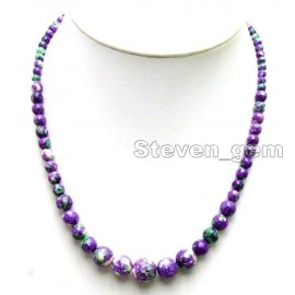 Genuine 4-12mm Perfect Round Purple Multicolor Natural High quality Stone 18 gradual necklace-nec5860