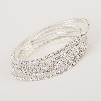 YFJEWE 1 Pcs Top Crystal Elasticity Wrap Bracelets for Women Silver Color Bridal Wedding Bangle Jewelry Gift Hot Sale B132