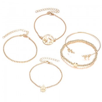 DIEZI Bohemian Vintage Map Ocean Leaves Bracelet Sets Women 2018 New Handmade Gold Metal Chain Bracelets Jewelry Christmas Gift