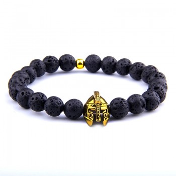 Fashion Owl Lion Helmet Head Bracelet Natural Stone Onyx Lava Beads Braceles for Women Men Yoga Jewelry Fashion Accessories