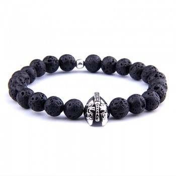 Fashion Owl Lion Helmet Head Bracelet Natural Stone Onyx Lava Beads Braceles for Women Men Yoga Jewelry Fashion Accessories