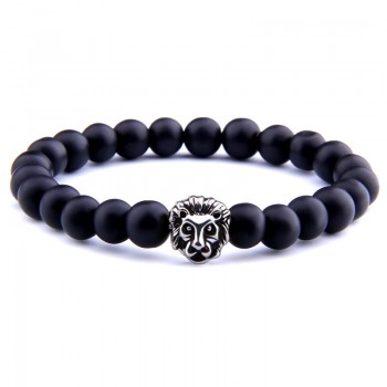 Fashion Owl Lion Helmet Head Bracelet Natural Stone Onyx Lava Beads Braceles for Women Men Yoga Jewelry Fashion Accessories