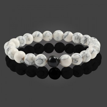 2 Pcs/set Trendy Natural Stone White and Black Yin Yang Beaded Bracelets Charm Beads Strand Couples Friendship Distance Bracelet