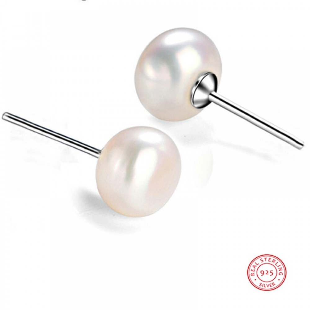 Fashion Women Natural Freshwater Pearl 925 Silver Earrings White Pink Handmade Pearl Bridal Earrings Wholesale  2018 Trend