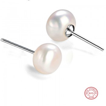 Fashion Women Natural Freshwater Pearl 925 Silver Earrings White Pink Handmade Pearl Bridal Earrings Wholesale  2018 Trend