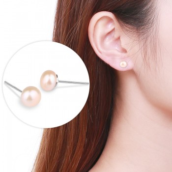 Fashion Women Natural Freshwater Pearl 925 Silver Earrings White Pink Handmade Pearl Bridal Earrings Wholesale  2018 Trend