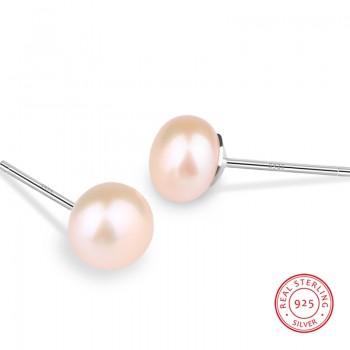 Fashion Women Natural Freshwater Pearl 925 Silver Earrings White Pink Handmade Pearl Bridal Earrings Wholesale  2018 Trend