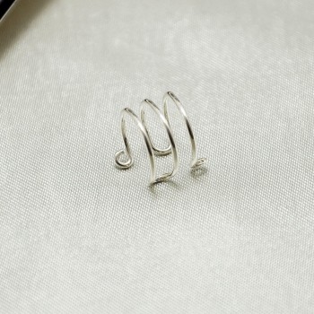 Domino Handmade Triple Lines With Double Chain Ear Cuff minimalist earrings
