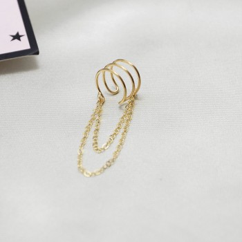 Domino Handmade Triple Lines With Double Chain Ear Cuff minimalist earrings