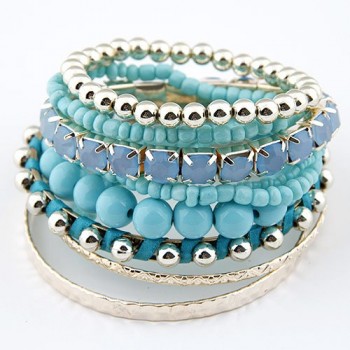 LEMOER Designer Bohemian Candy Color Multilayer Beads Bracelet Bangles jewelry for women 2017 gift pulseras mujer wrist band