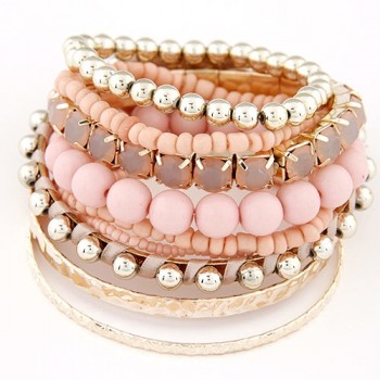 LEMOER Designer Bohemian Candy Color Multilayer Beads Bracelet Bangles jewelry for women 2017 gift pulseras mujer wrist band