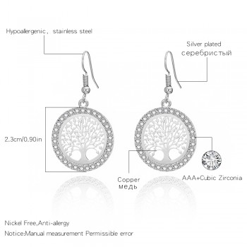 Tree of Life Gold Crystal Drop Earrings Women Hollow Out Tree Pattern Round Earring moda mujer Jewelry 2018 Fashion Pendientes