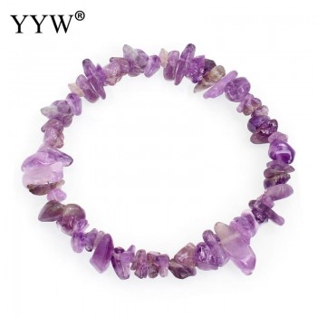YYW Natural Gems Stone Wristband Bracelets Womens Simple Circle Chips Nuggets Clear Quartz Opal Moonstone Stone Bracelets