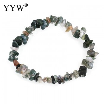 YYW Natural Gems Stone Wristband Bracelets Womens Simple Circle Chips Nuggets Clear Quartz Opal Moonstone Stone Bracelets