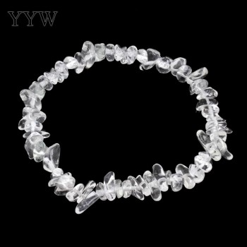YYW Natural Gems Stone Wristband Bracelets Womens Simple Circle Chips Nuggets Clear Quartz Opal Moonstone Stone Bracelets