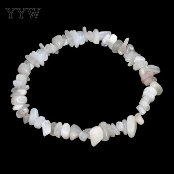 YYW Natural Gems Stone Wristband Bracelets Womens Simple Circle Chips Nuggets Clear Quartz Opal Moonstone Stone Bracelets