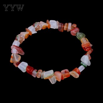 YYW Natural Gems Stone Wristband Bracelets Womens Simple Circle Chips Nuggets Clear Quartz Opal Moonstone Stone Bracelets