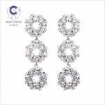 HanCheng New Long Silver Hollow Circle Dangle Hanging Zircon Gem Stone Rhinestone Drop Earrings For Women Jewelry brincos bijoux