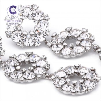 HanCheng New Long Silver Hollow Circle Dangle Hanging Zircon Gem Stone Rhinestone Drop Earrings For Women Jewelry brincos bijoux