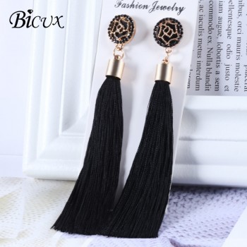 BICUX Bohemian Long Tassel Drop Earrings For Women Lady Fringe Fashion Statement Ethnic Crystal Woman Earring 2018 Jewelry Gift