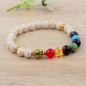 Amader 18 Style Women 7 Chakra Bracelet Black Lava Healing Balance Beads Buddha Prayer Natural Stone Yoga Bracelet Charm Men