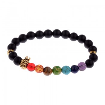 Amader 18 Style Women 7 Chakra Bracelet Black Lava Healing Balance Beads Buddha Prayer Natural Stone Yoga Bracelet Charm Men
