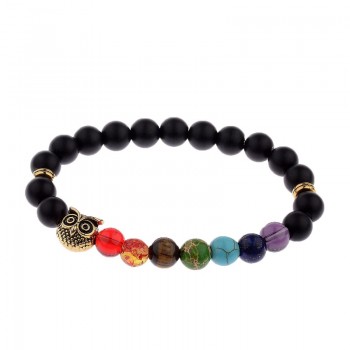 Amader 18 Style Women 7 Chakra Bracelet Black Lava Healing Balance Beads Buddha Prayer Natural Stone Yoga Bracelet Charm Men
