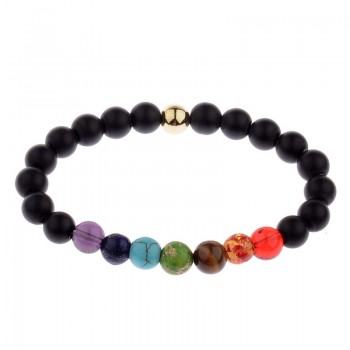 Amader 18 Style Women 7 Chakra Bracelet Black Lava Healing Balance Beads Buddha Prayer Natural Stone Yoga Bracelet Charm Men